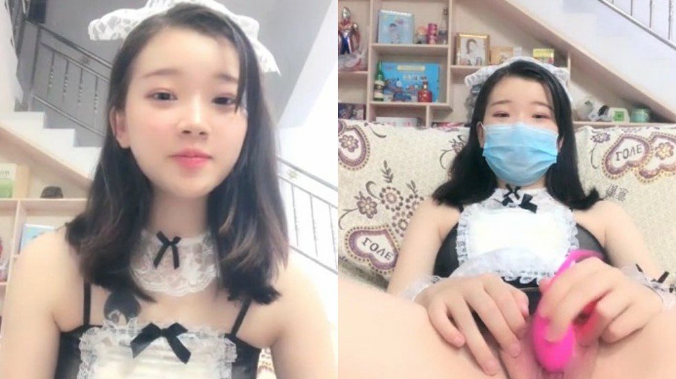 漏洞蕾丝女仆装少女 鲍鱼湿润粉嫩诱人